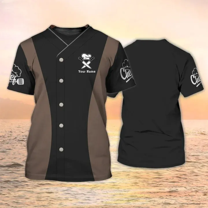 3D All Over Print Chef Shirt, Chef Clothing, Chef Custom Tshirt Chef Uniforms Black And Brown