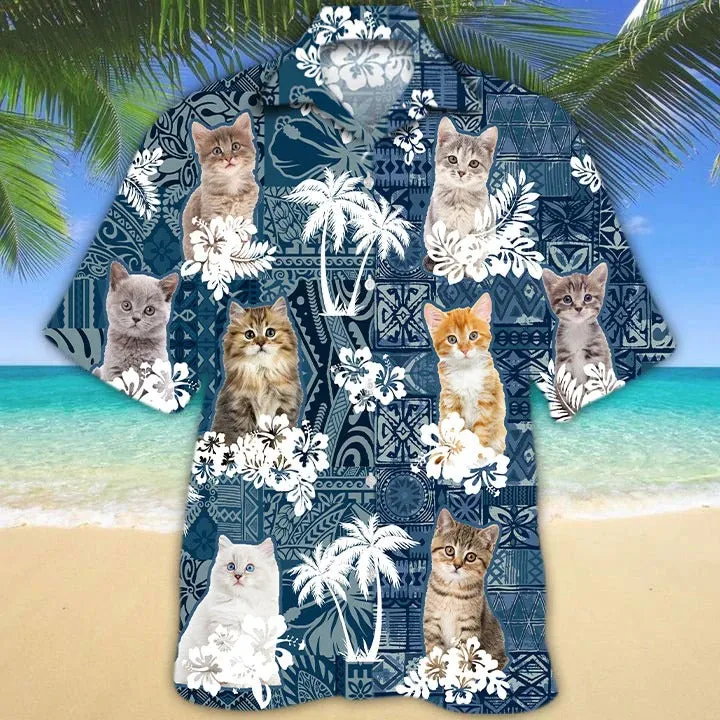 3D All Over Print Kitten Hawaiian Shirt For Summer Day, Cool Aloha Beach Shirt, Cat Hawaiian Shirt