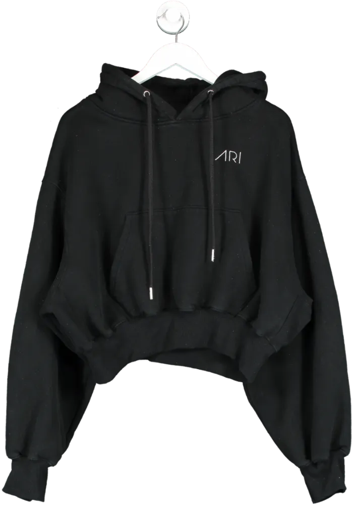 ARI Black Oversized Cropped Hoodie UK M