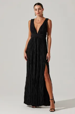 ASTR TESNI PLEATED MAXI DRESS Black