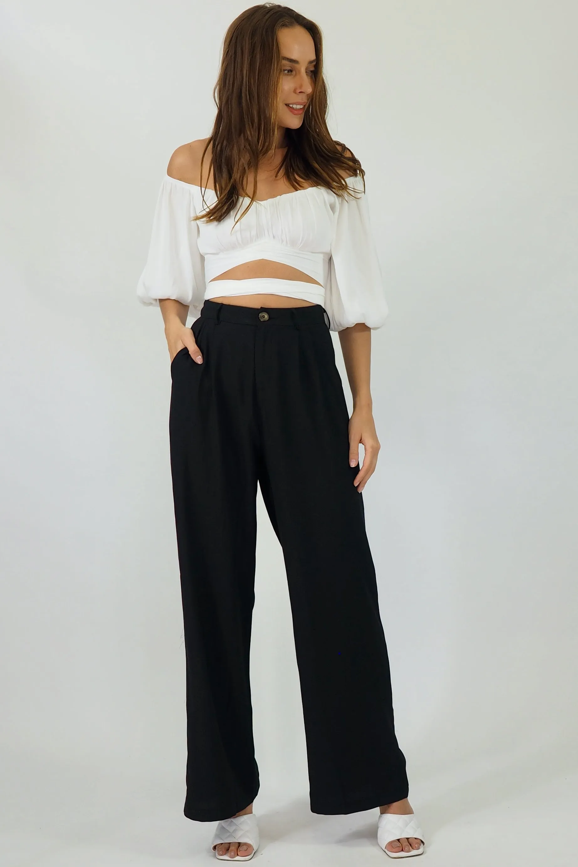 Audrey Wide Leg Pants - Black