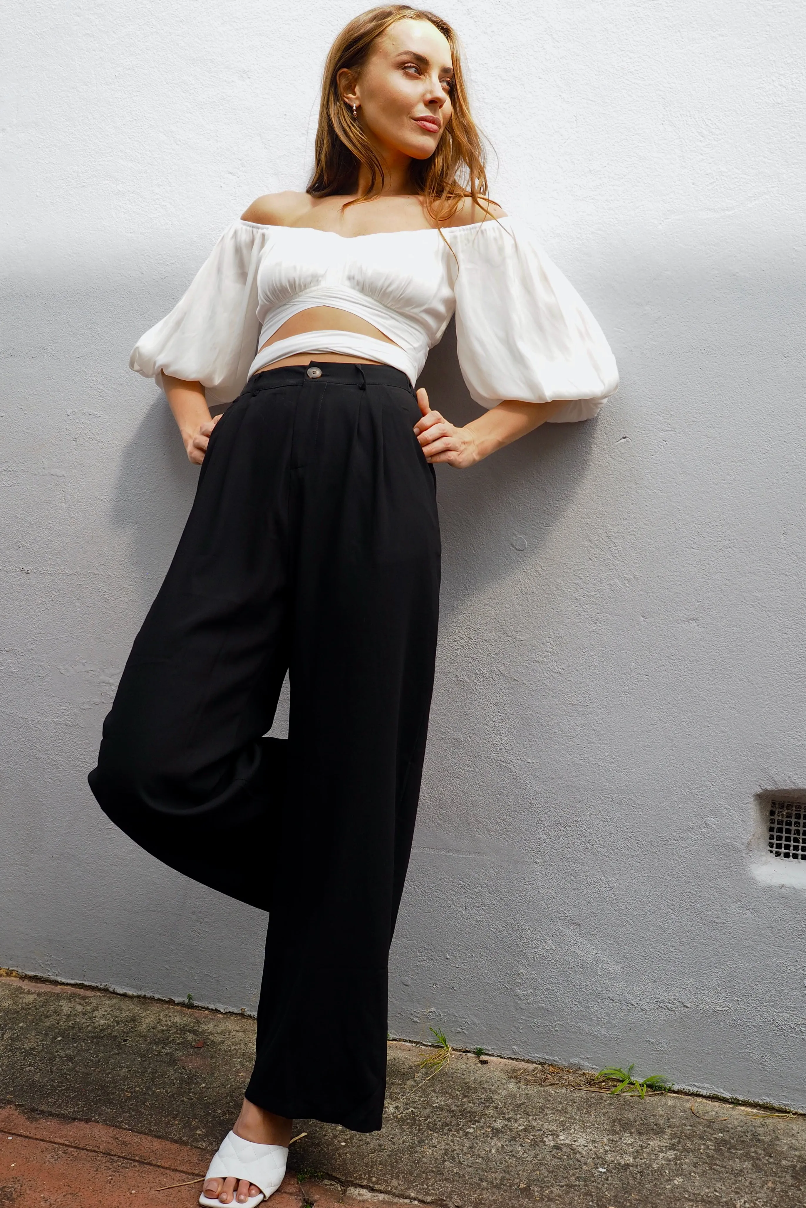 Audrey Wide Leg Pants - Black