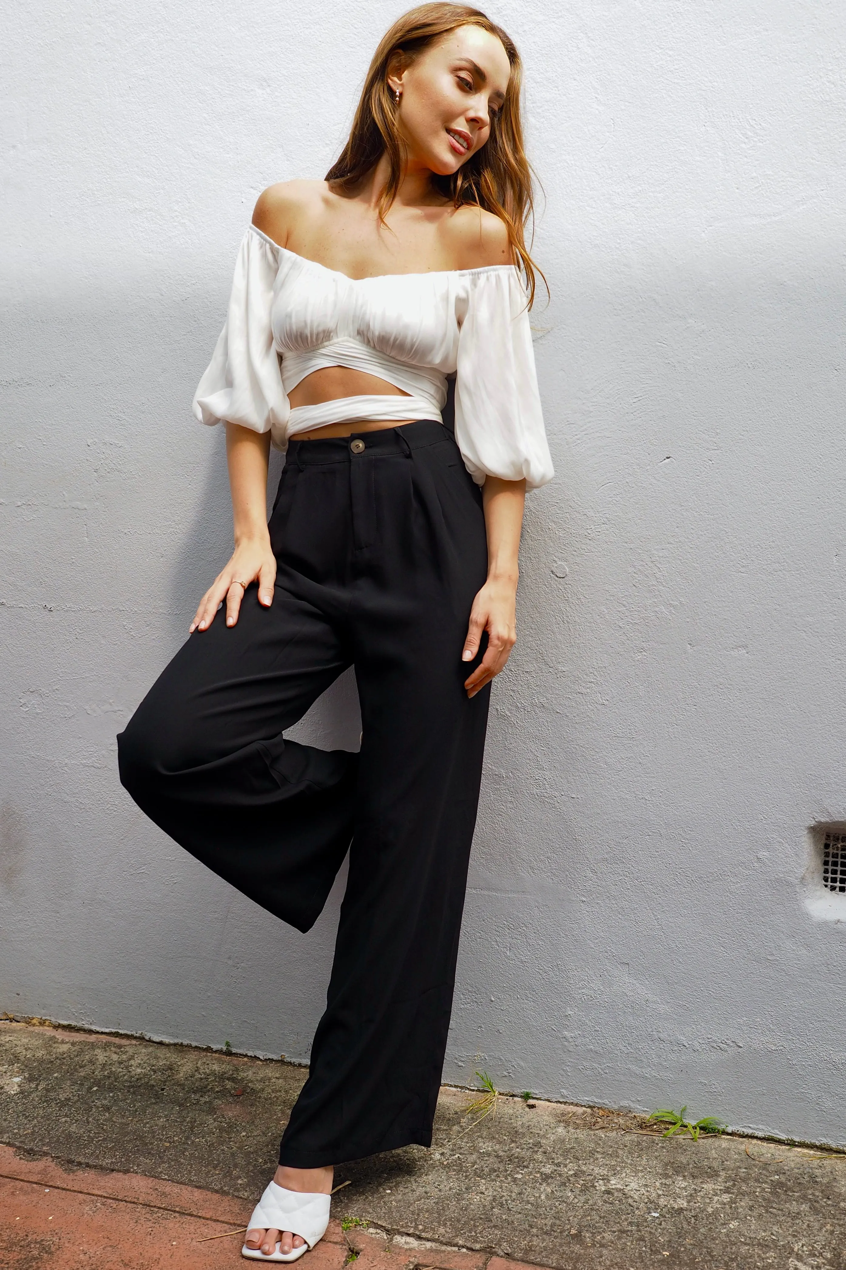 Audrey Wide Leg Pants - Black