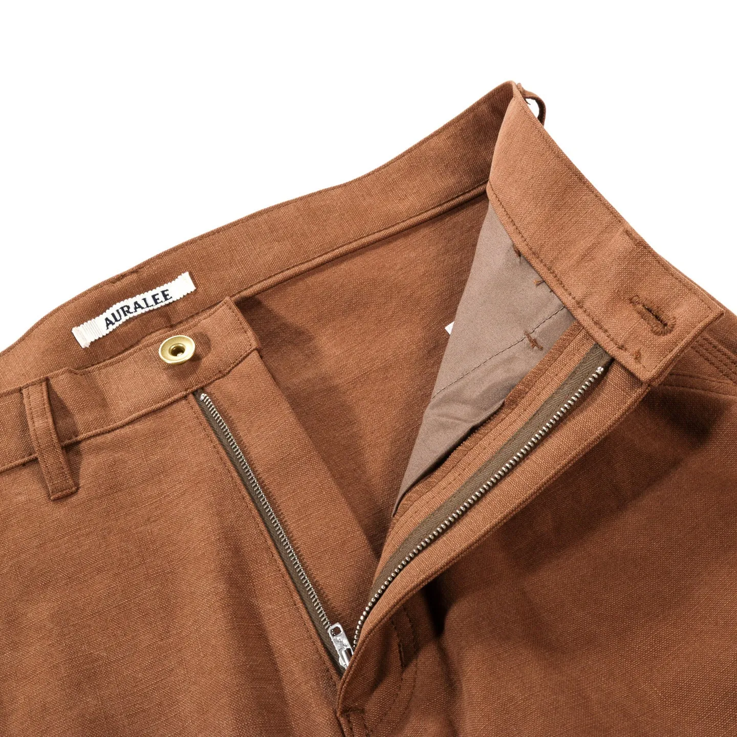 AURALEE WASHED HEAVY CANVAS PANTS BROWN