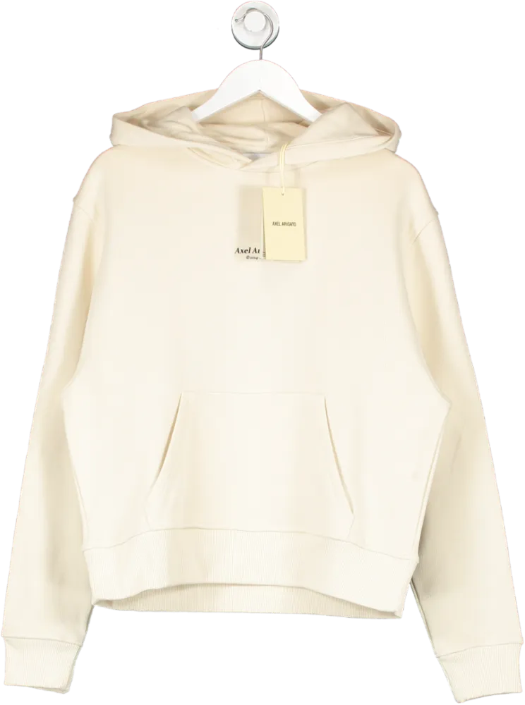 AXEL ARIGATO Logo-print Organic-cotton Hoodie In Beige BNWT UK L