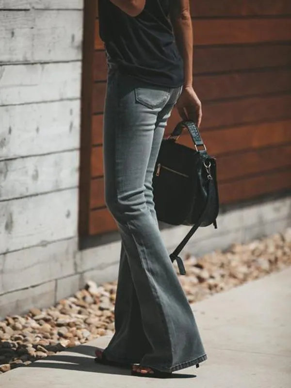 Black Bell-bottoms Jean Pants Bottoms