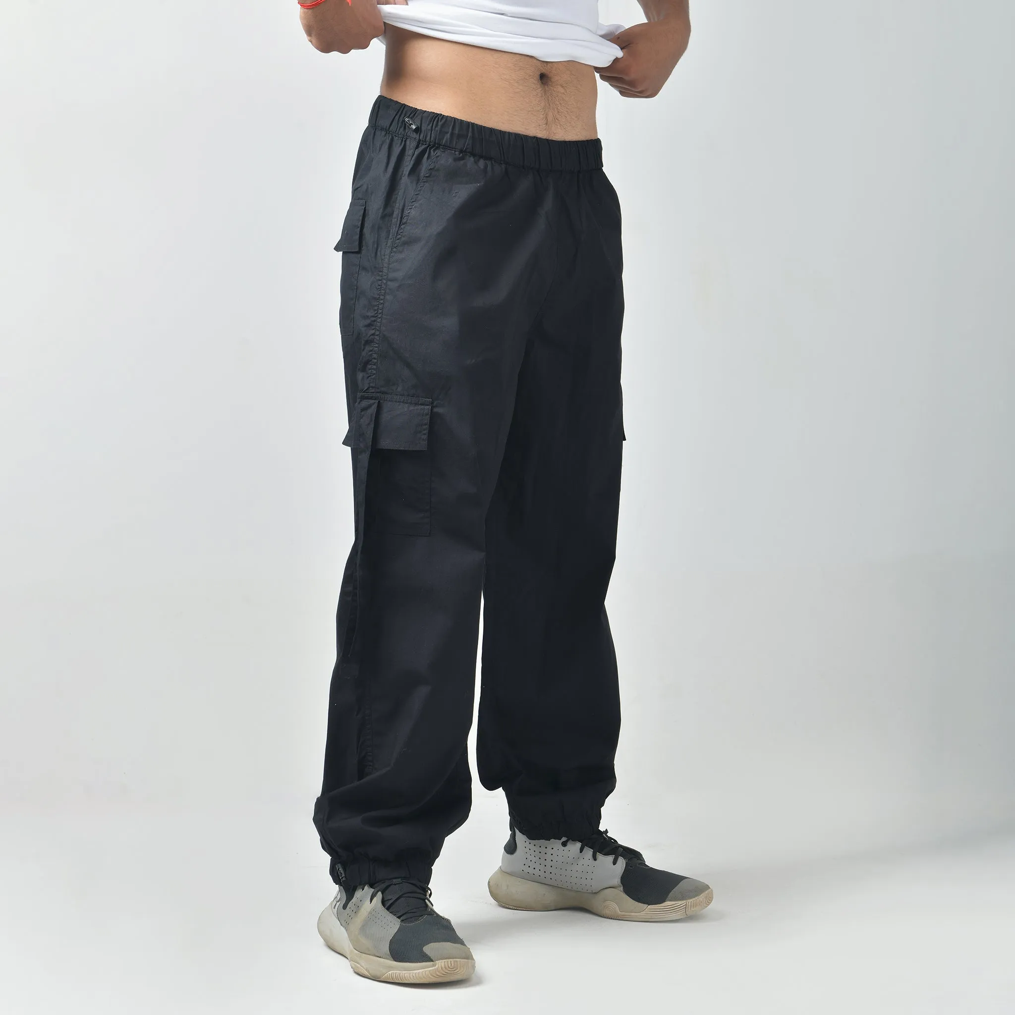 Black Cargo Parachute Pants