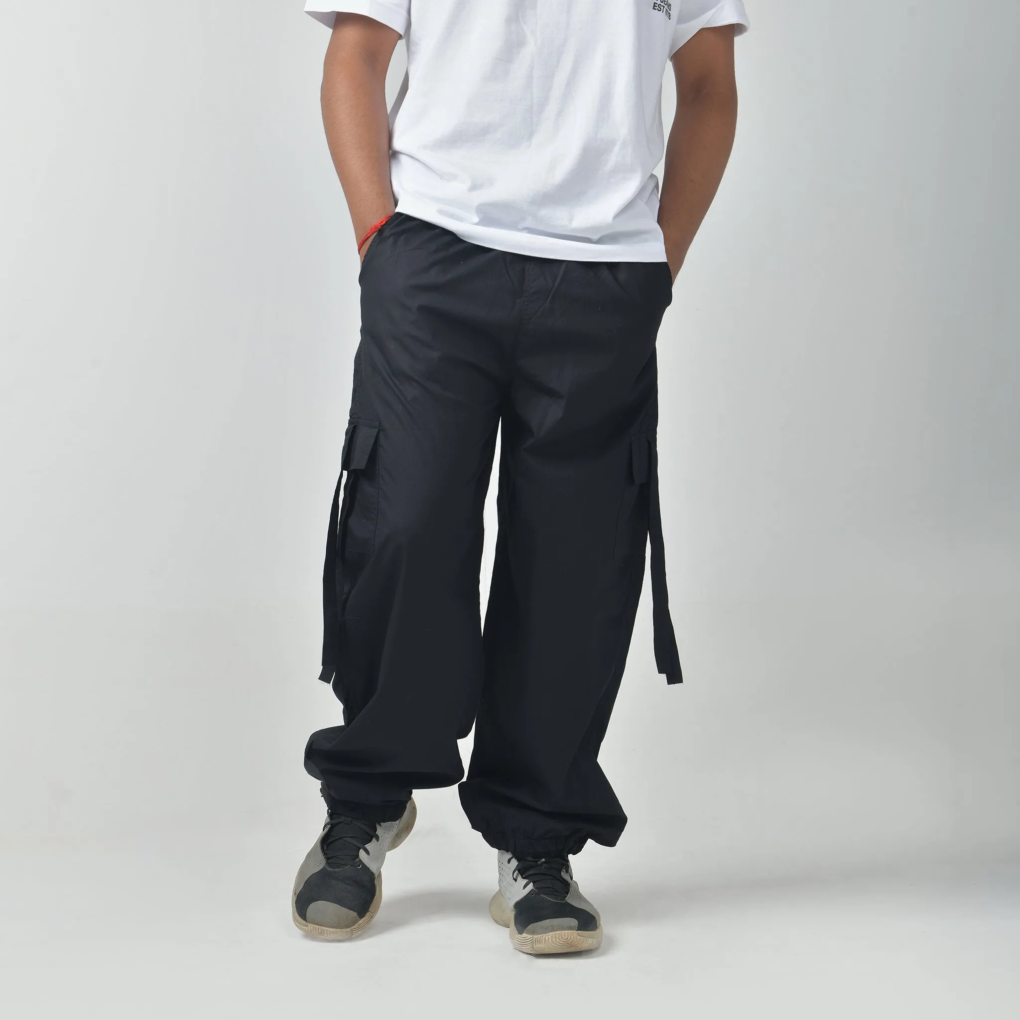 Black Cargo Parachute Pants