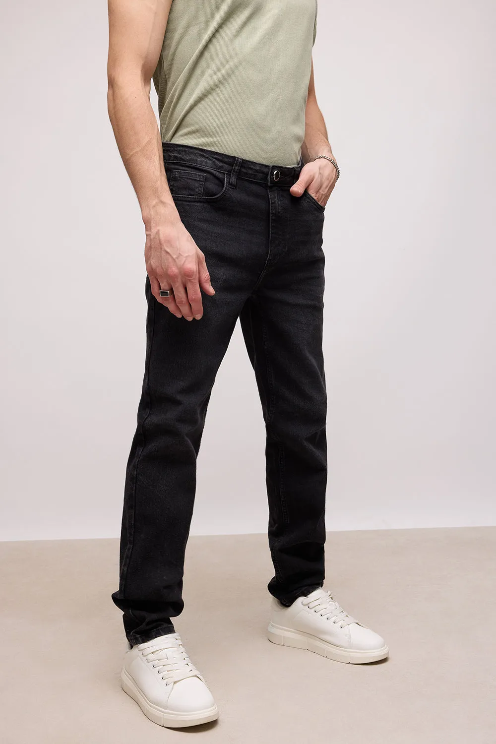 Black Charcoal Men's Slim Jeans