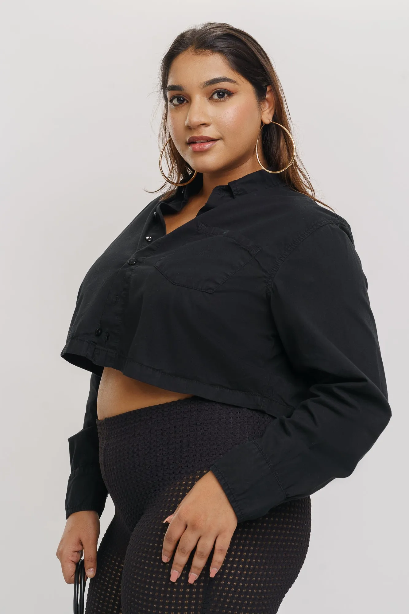 Black Full Sleeve Crop Top