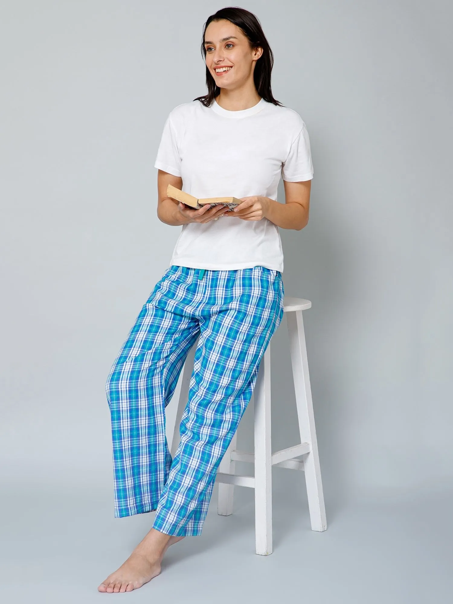 Blue Checkmate Pregnancy & Maternity Lounge Pants