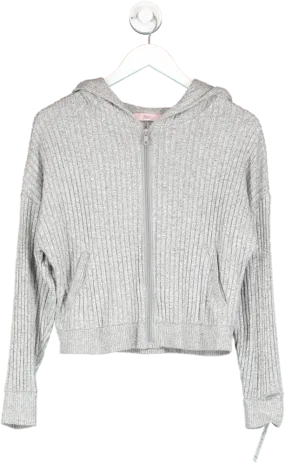 boux avenue Grey Maya Ribbed Hoodie UK 10