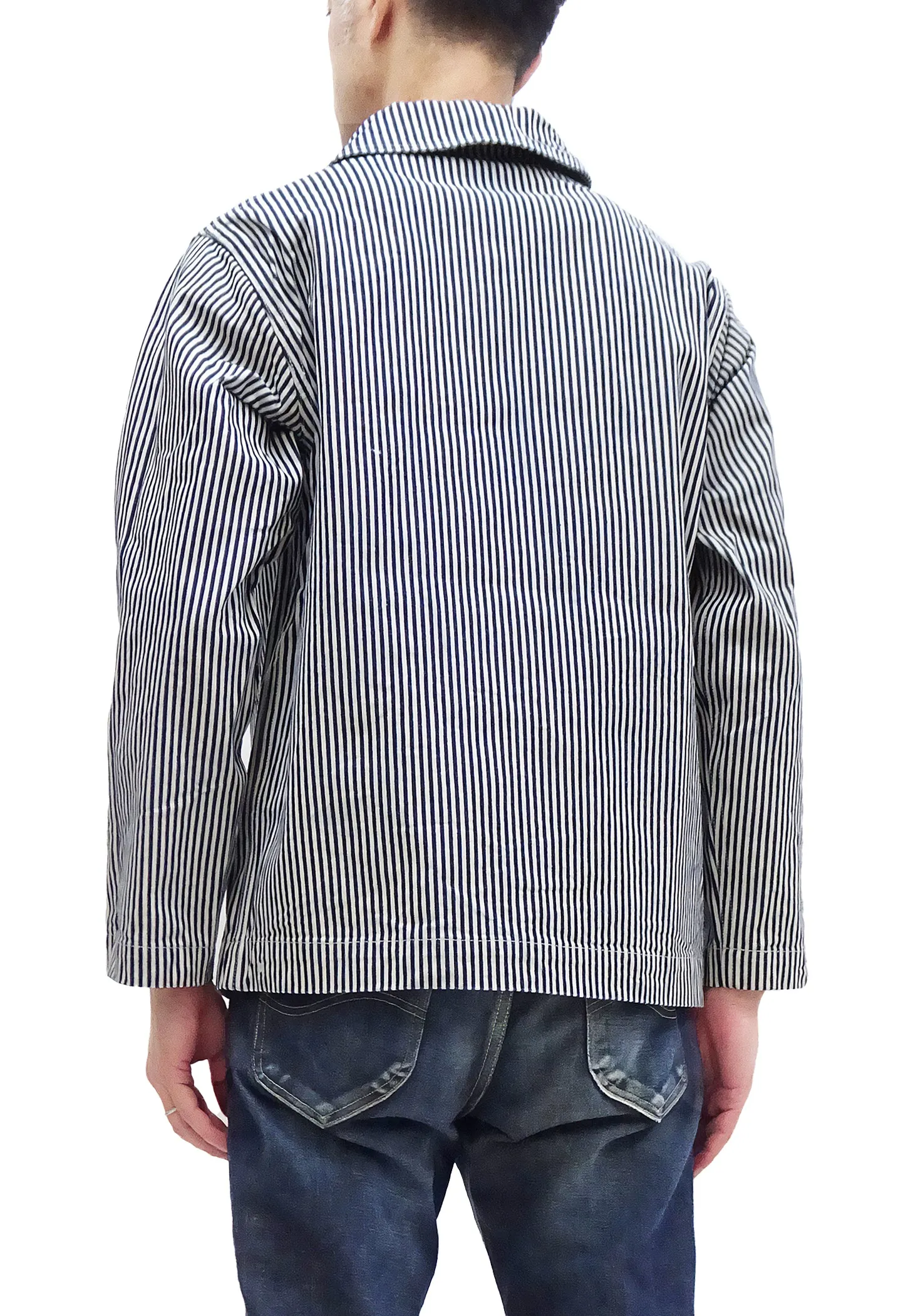 Buzz Rickson Jacket Men's US Navy WW2 Shawl Collar Hickory Stripe Utility Jacket BR15303