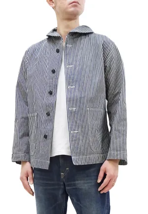 Buzz Rickson Jacket Men's US Navy WW2 Shawl Collar Hickory Stripe Utility Jacket BR15303