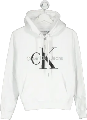 Calvin Klein White Core Monogram Hoodie - Sweatshirt UK XS