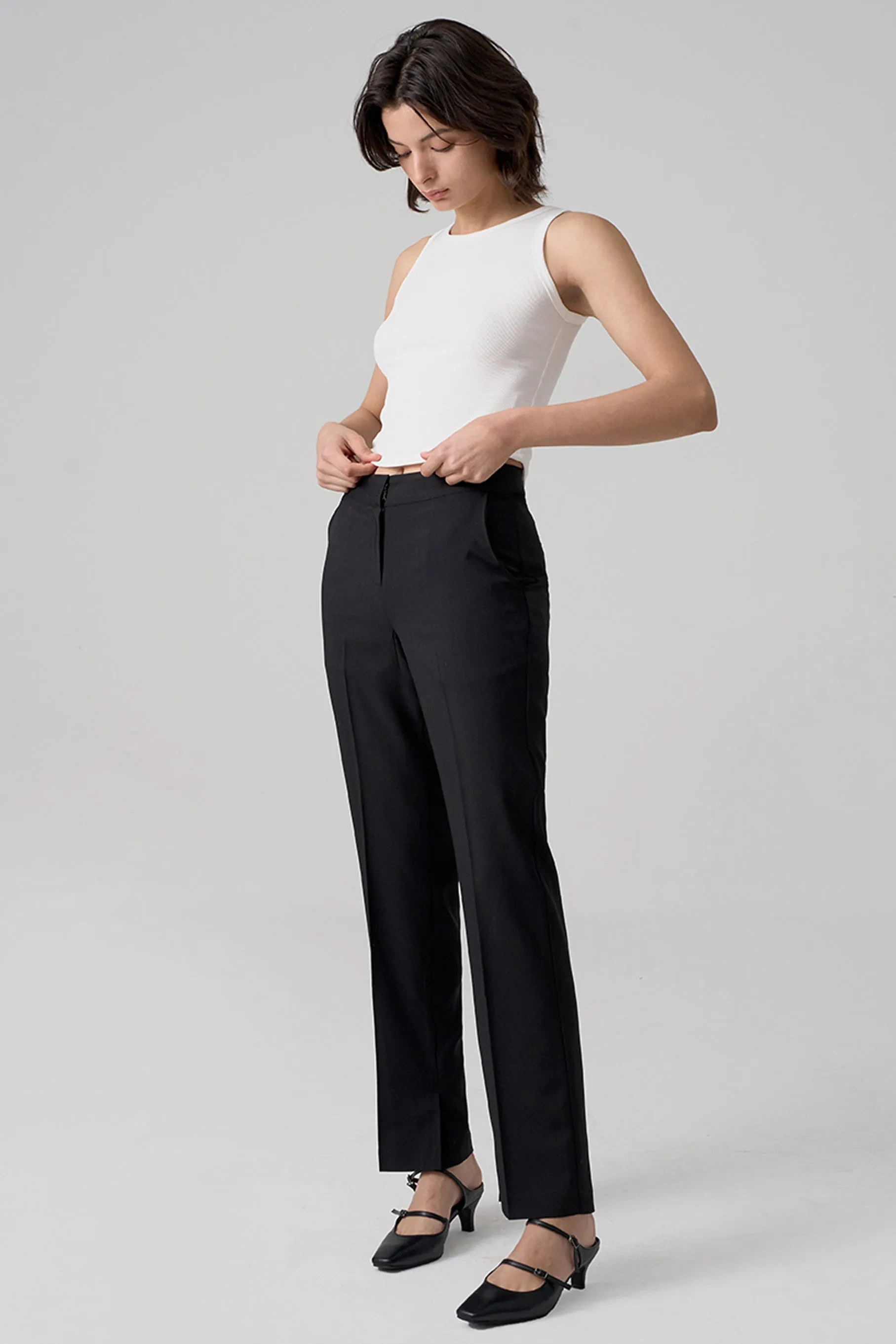 Canoe Slit Trousers, Black