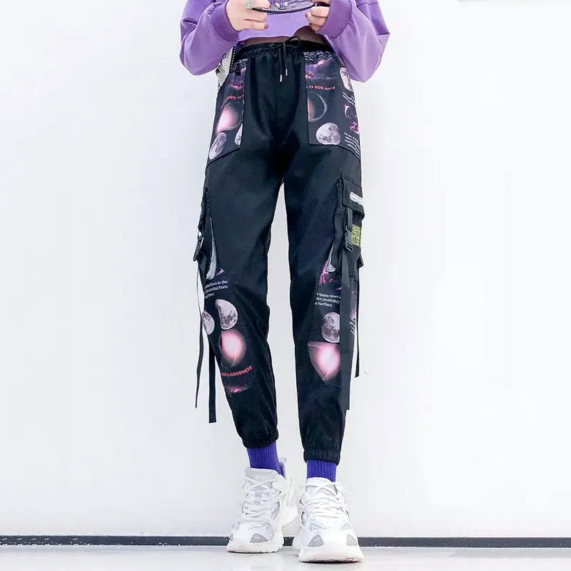 Cargo Pants With Moon Print