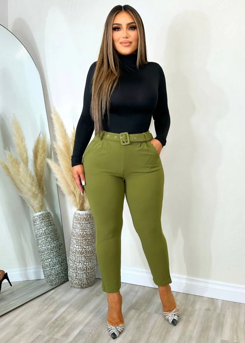 Casual Crush Pants Olive Green