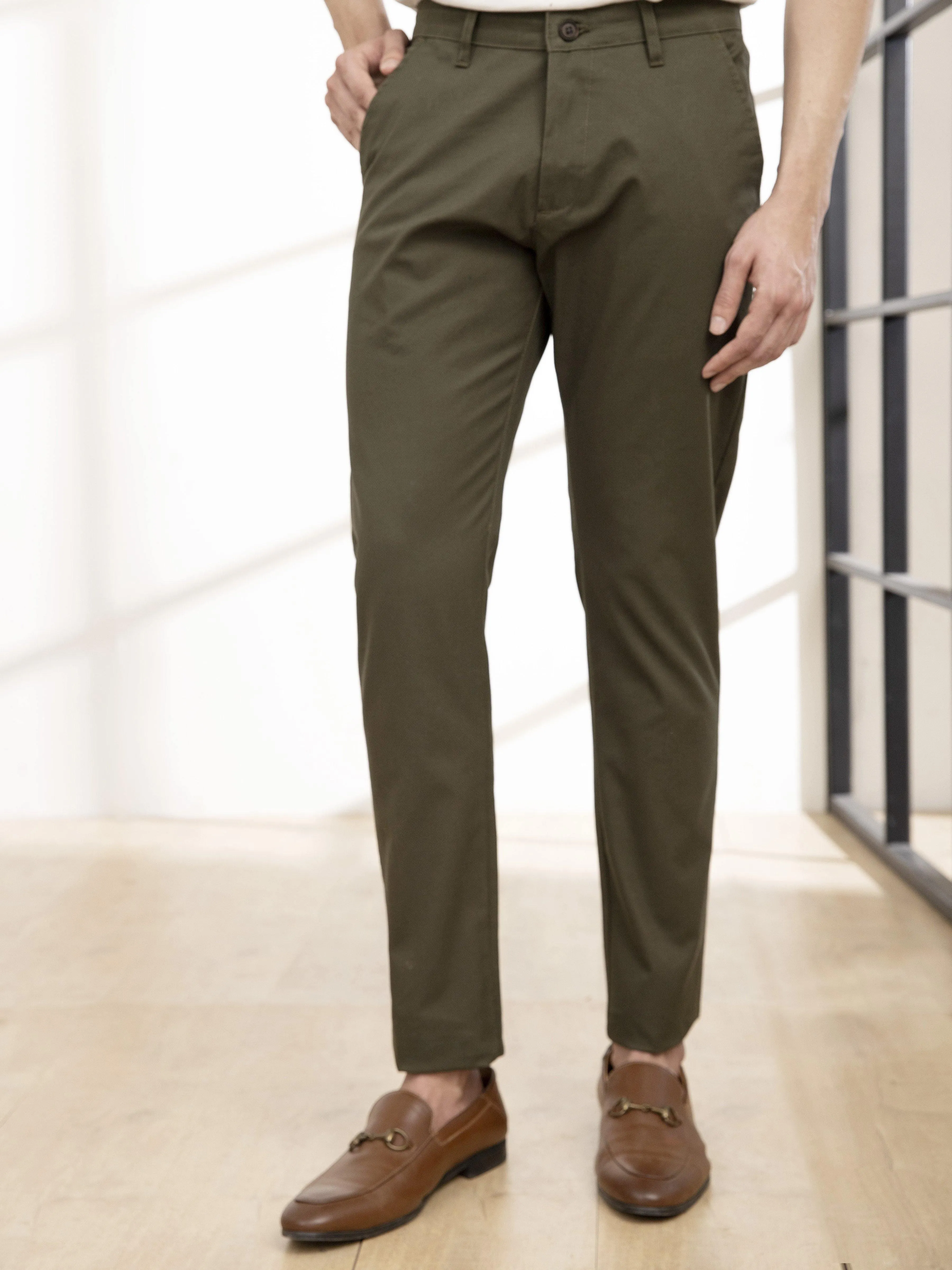 CASUAL PANT  SLIM FIT CROSS POCKET OLIVE