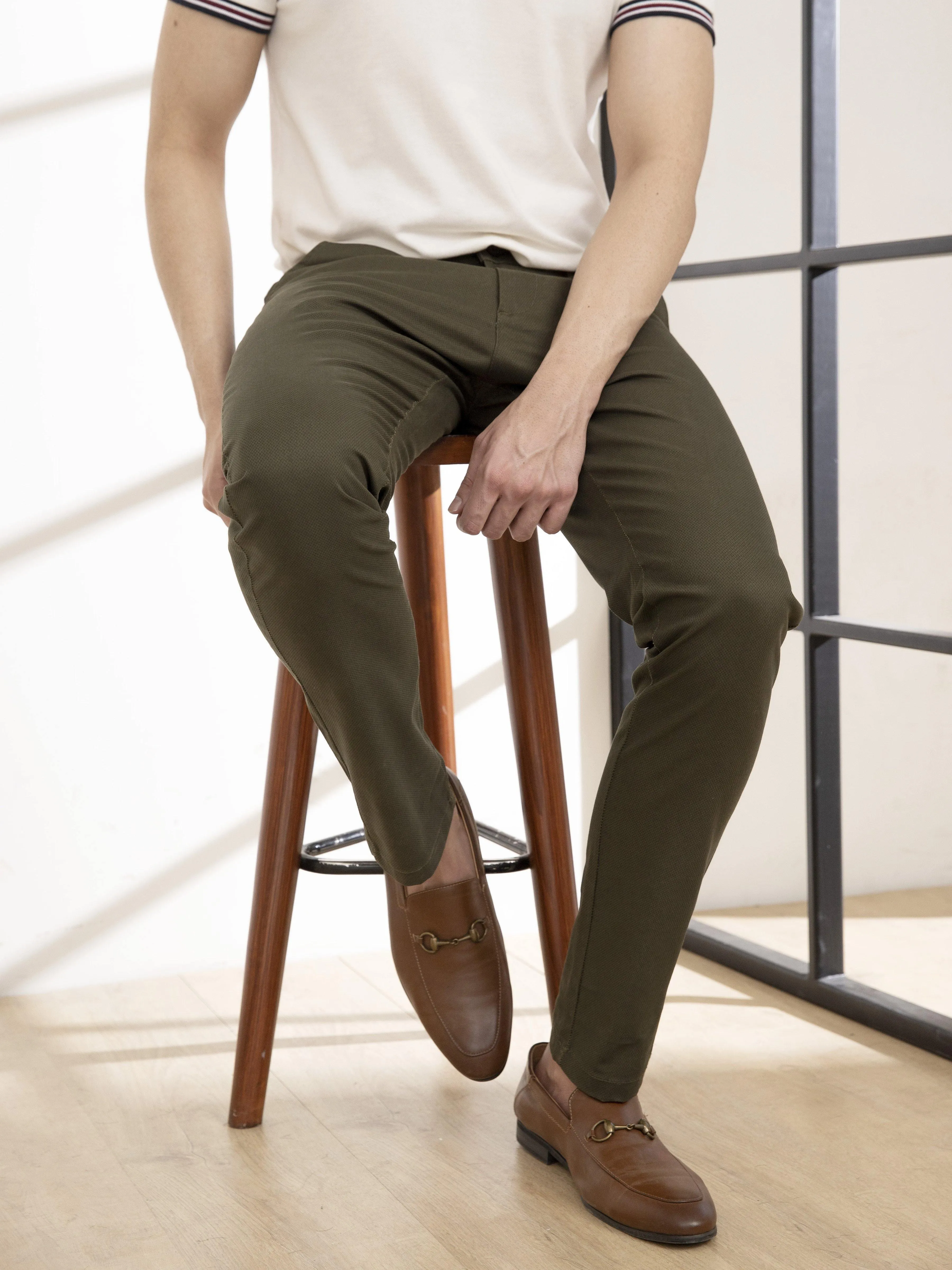 CASUAL PANT  SLIM FIT CROSS POCKET OLIVE