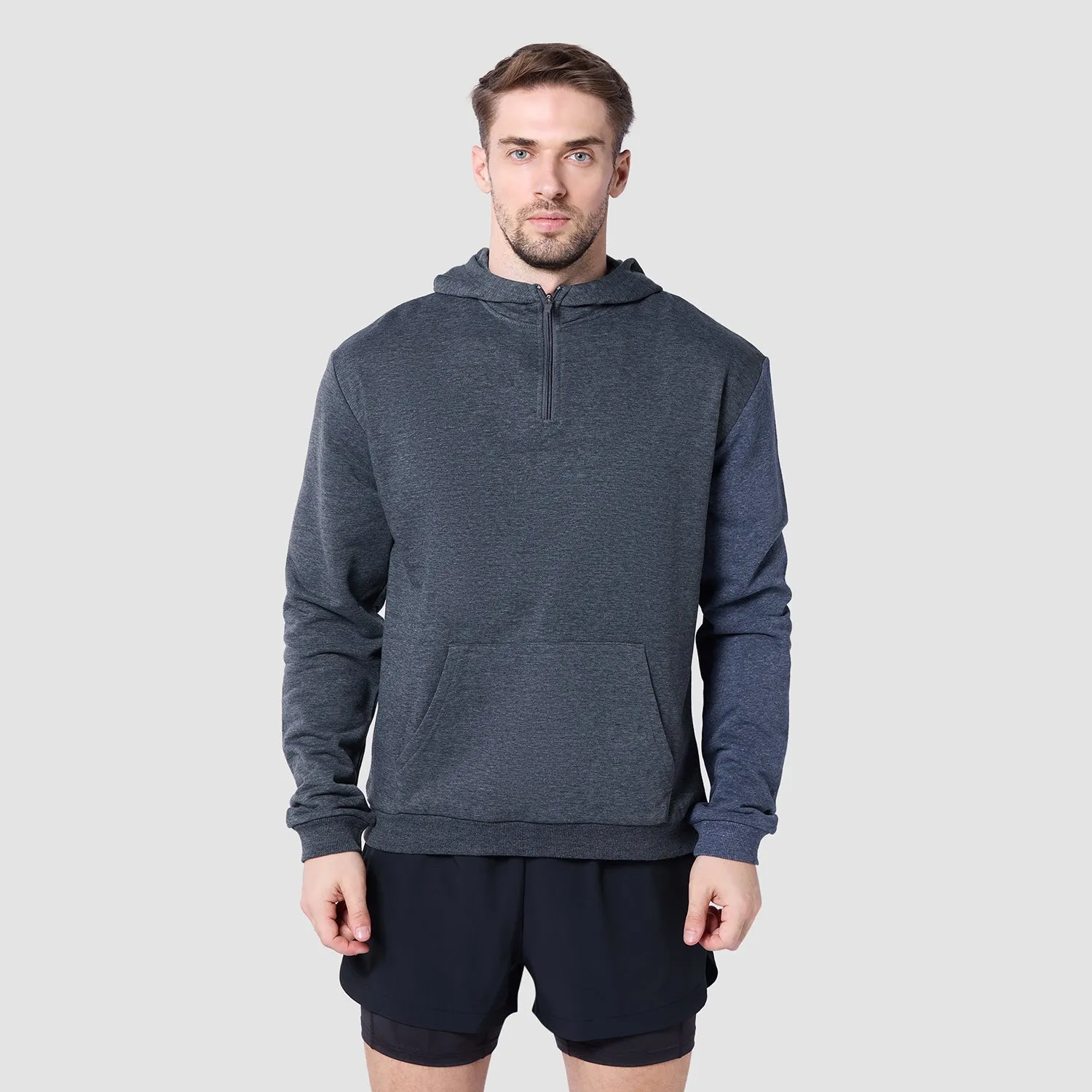 Core Split Hoodie - Black & Navy Marl