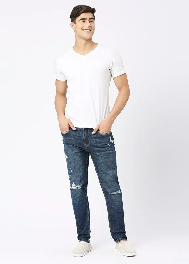 Dark Blue Cruz Skinny Fit Ripped Jeans