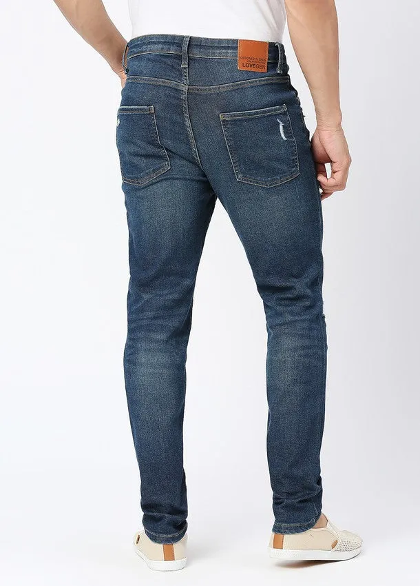 Dark Blue Cruz Skinny Fit Ripped Jeans