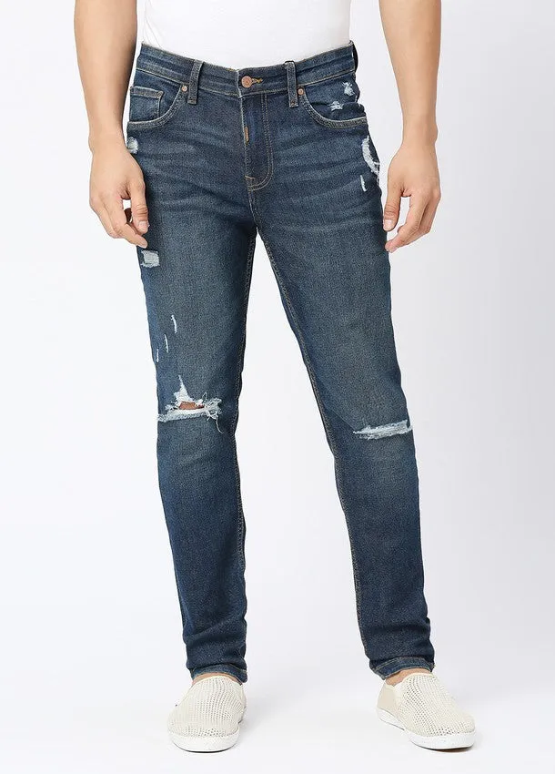 Dark Blue Cruz Skinny Fit Ripped Jeans