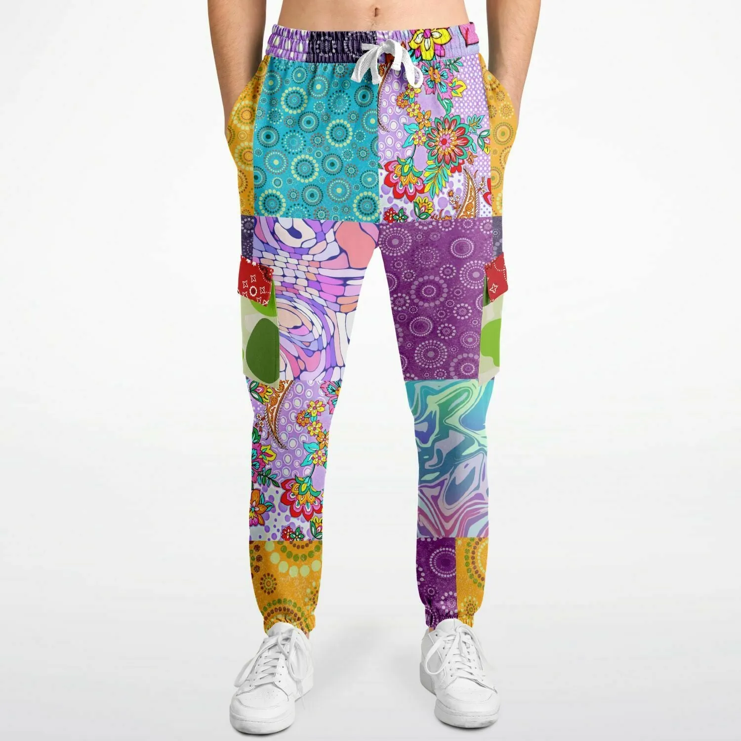 Delirium Hippie Patchwork Solar Flare Unisex Eco-Poly Cargo Joggers