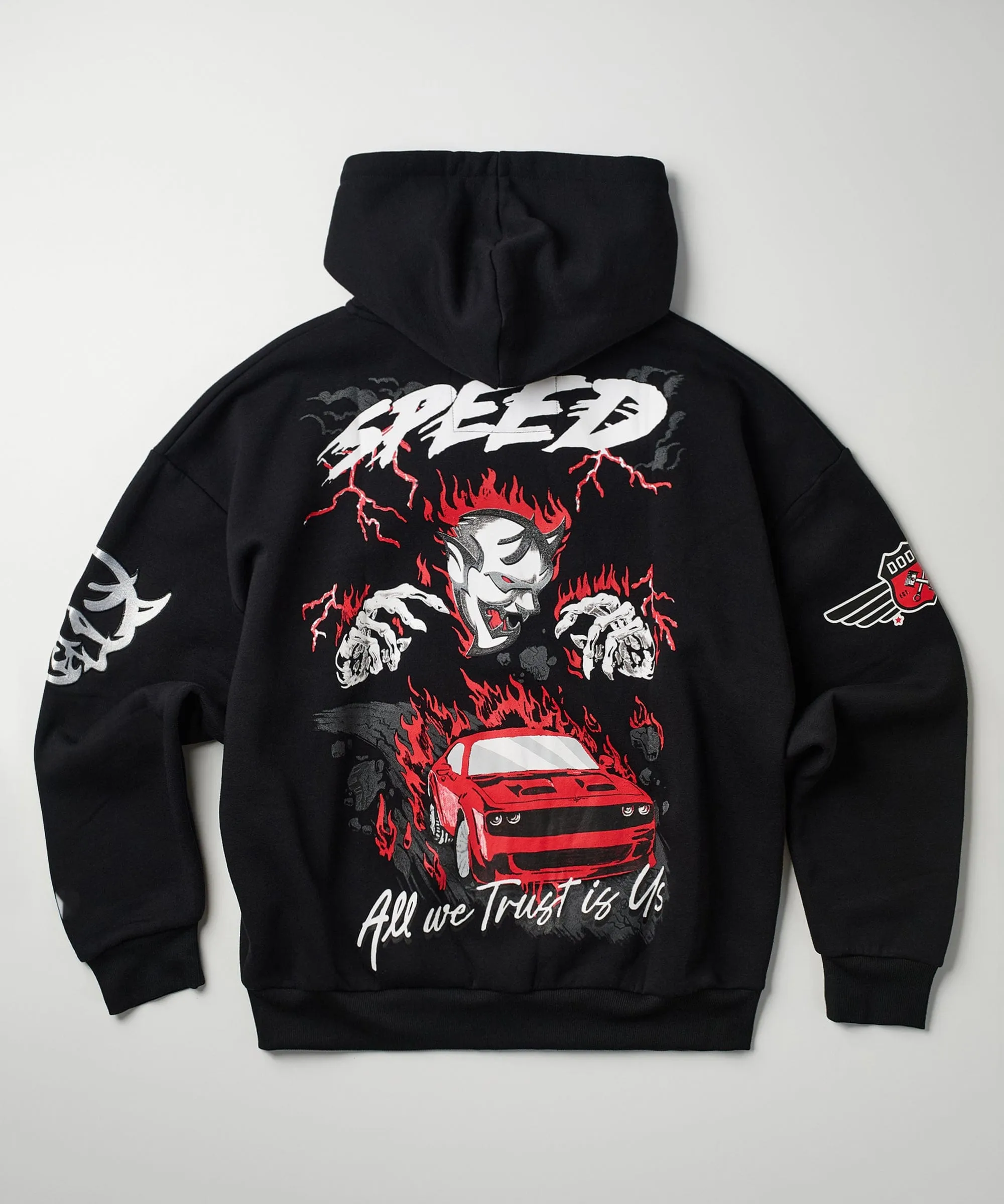 Dodge Demon Full Zip Back Print Hoodie - Black