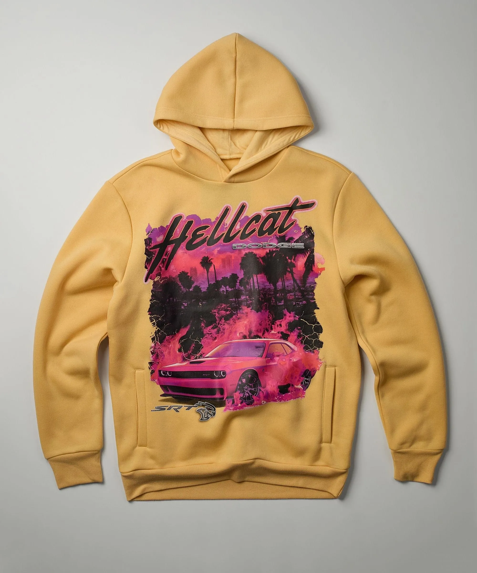 Dodge Hellcat Graphic Print Hoodie - Khaki