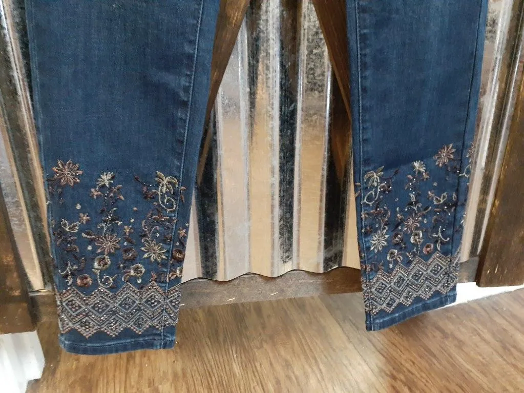 Embroidered Bottom Pant Charlie B Blue jeans