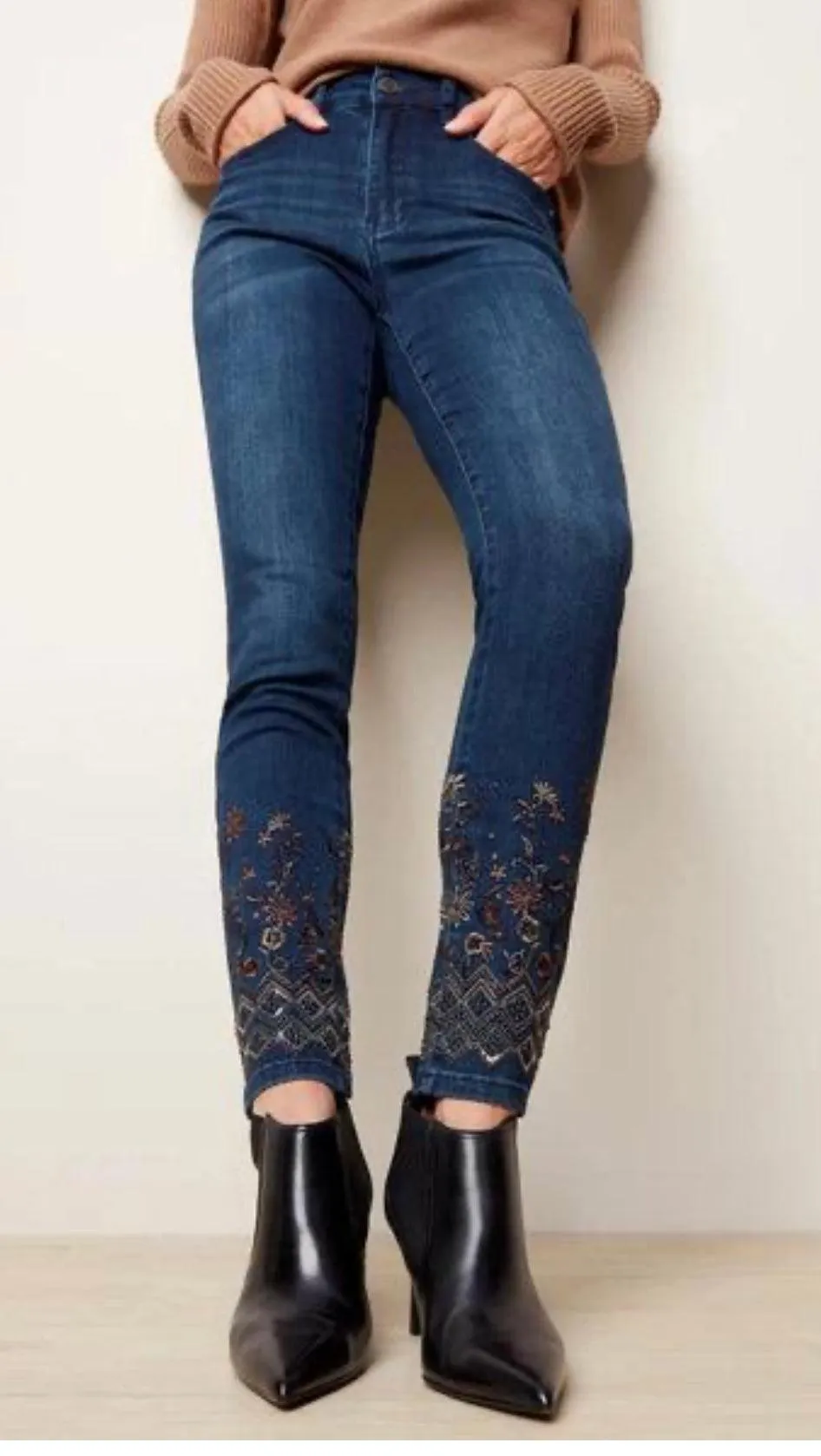 Embroidered Bottom Pant Charlie B Blue jeans