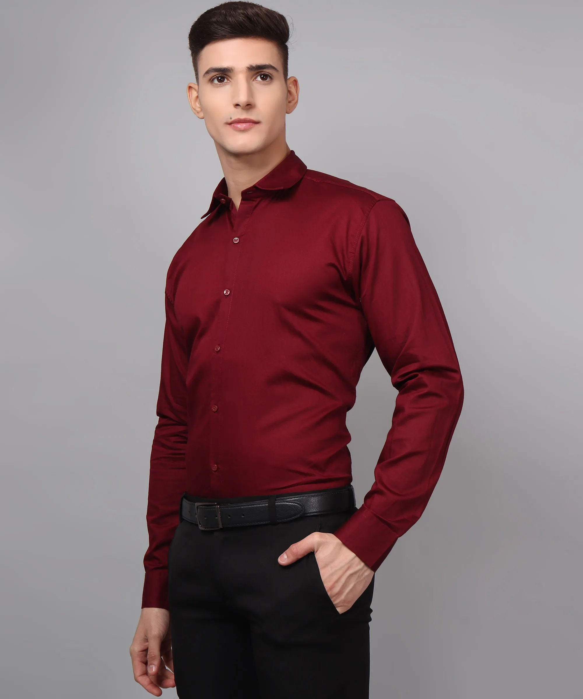 Exclusive TryBuy Premium Maroon Button-Up Shirt for Men