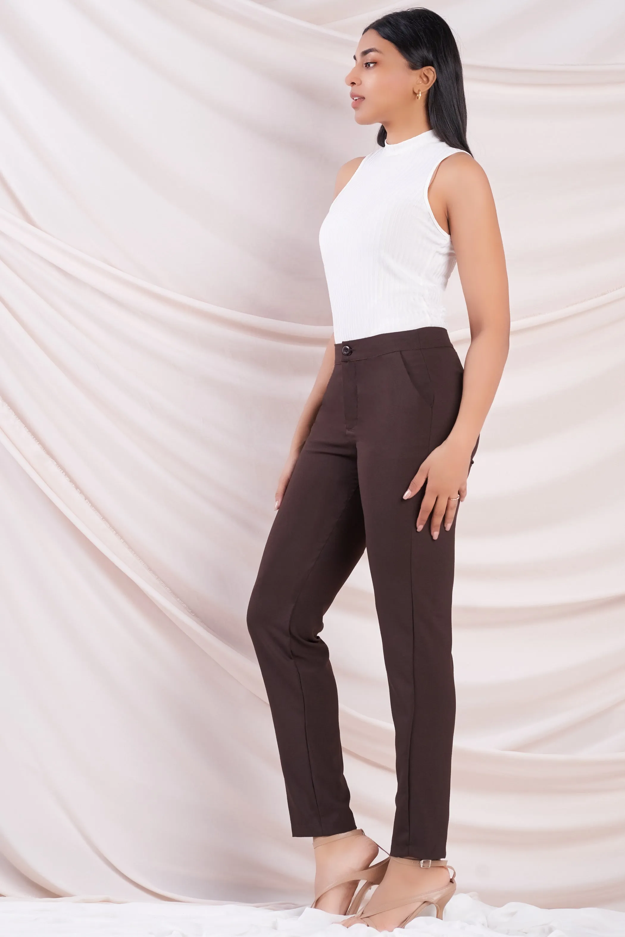 Front Button Slim Leg Pant