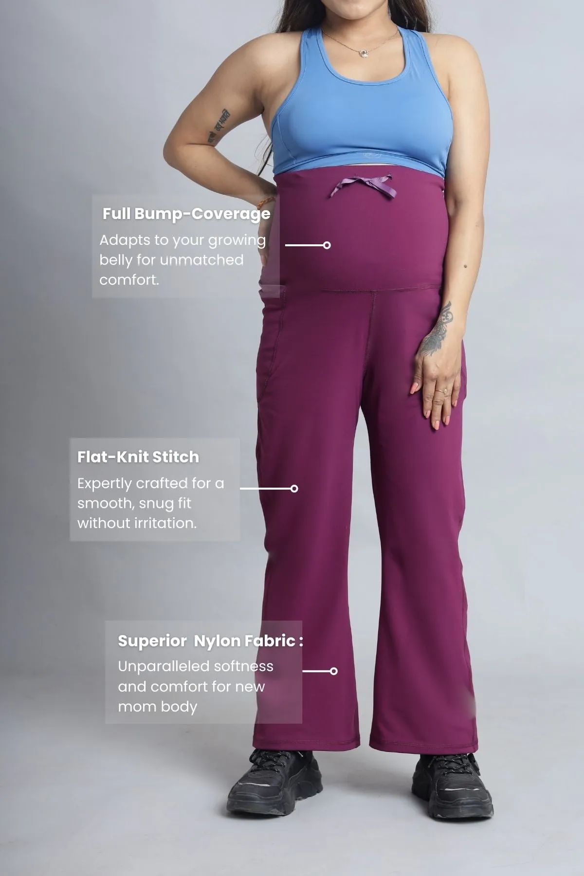 Full Bump-Coverage Wine Flair Maternity Pants