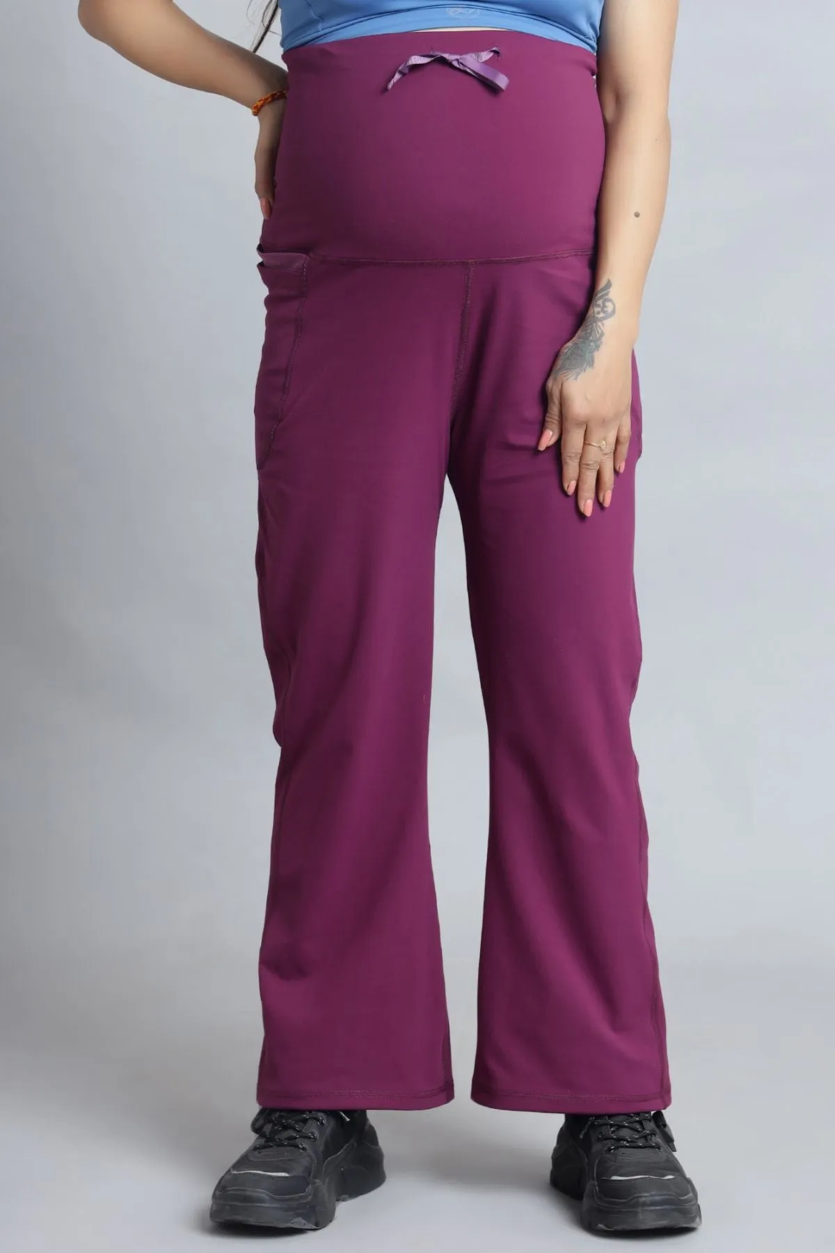 Full Bump-Coverage Wine Flair Maternity Pants