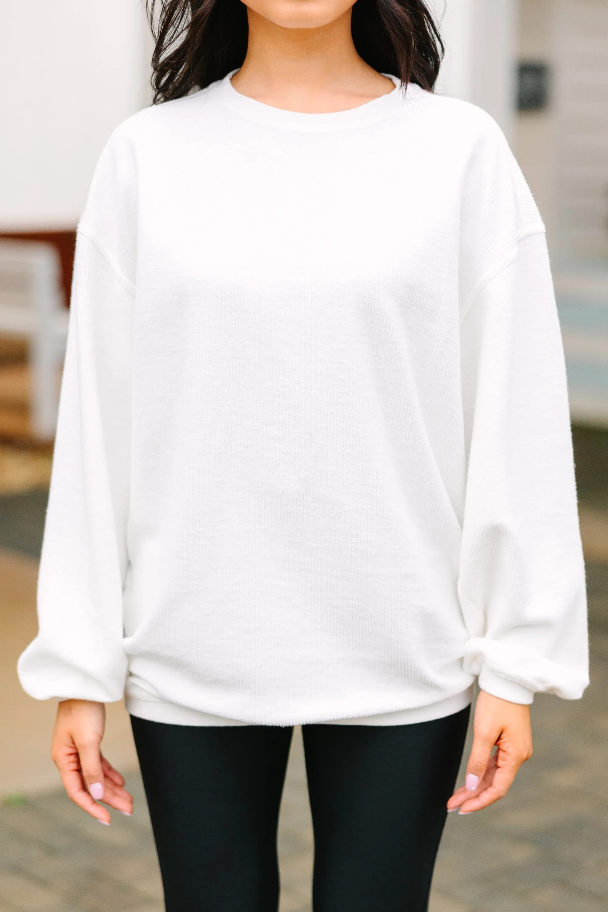 Get Together White Corded Sweatshirt