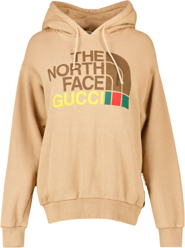 Gucci X The North Face Beige Oversized Logo Hoodie UK XXS