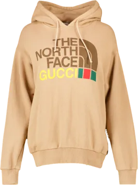 Gucci X The North Face Beige Oversized Logo Hoodie UK XXS