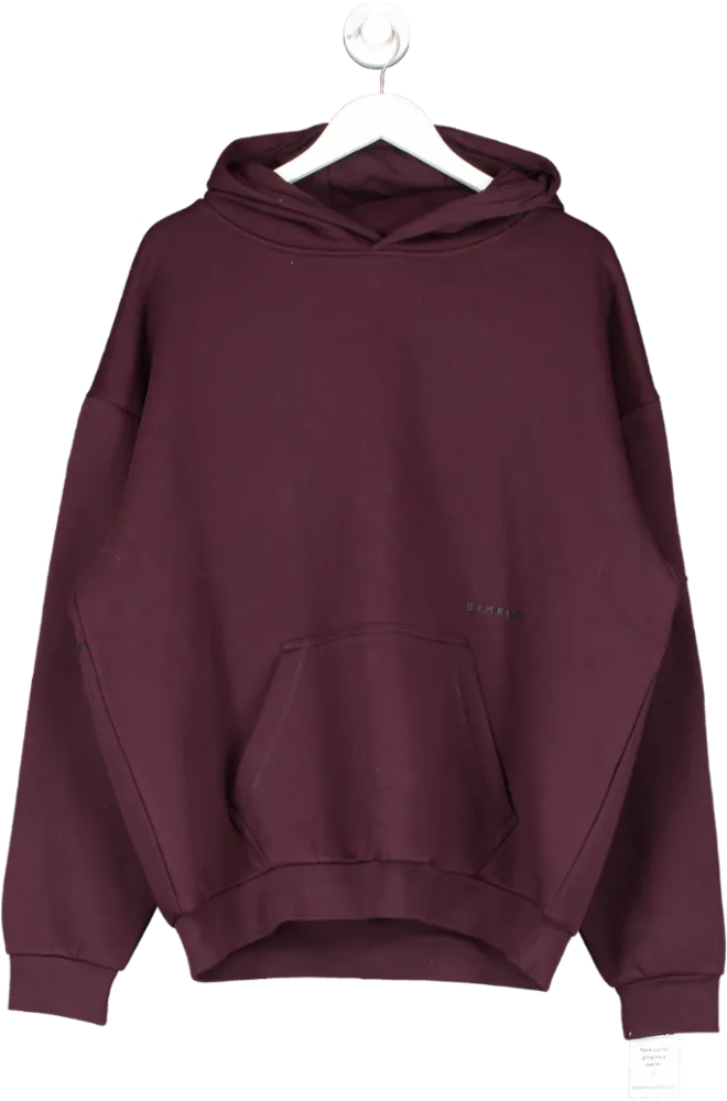 GYM KING Purple Outline Print Hood - Burgundy UK XL