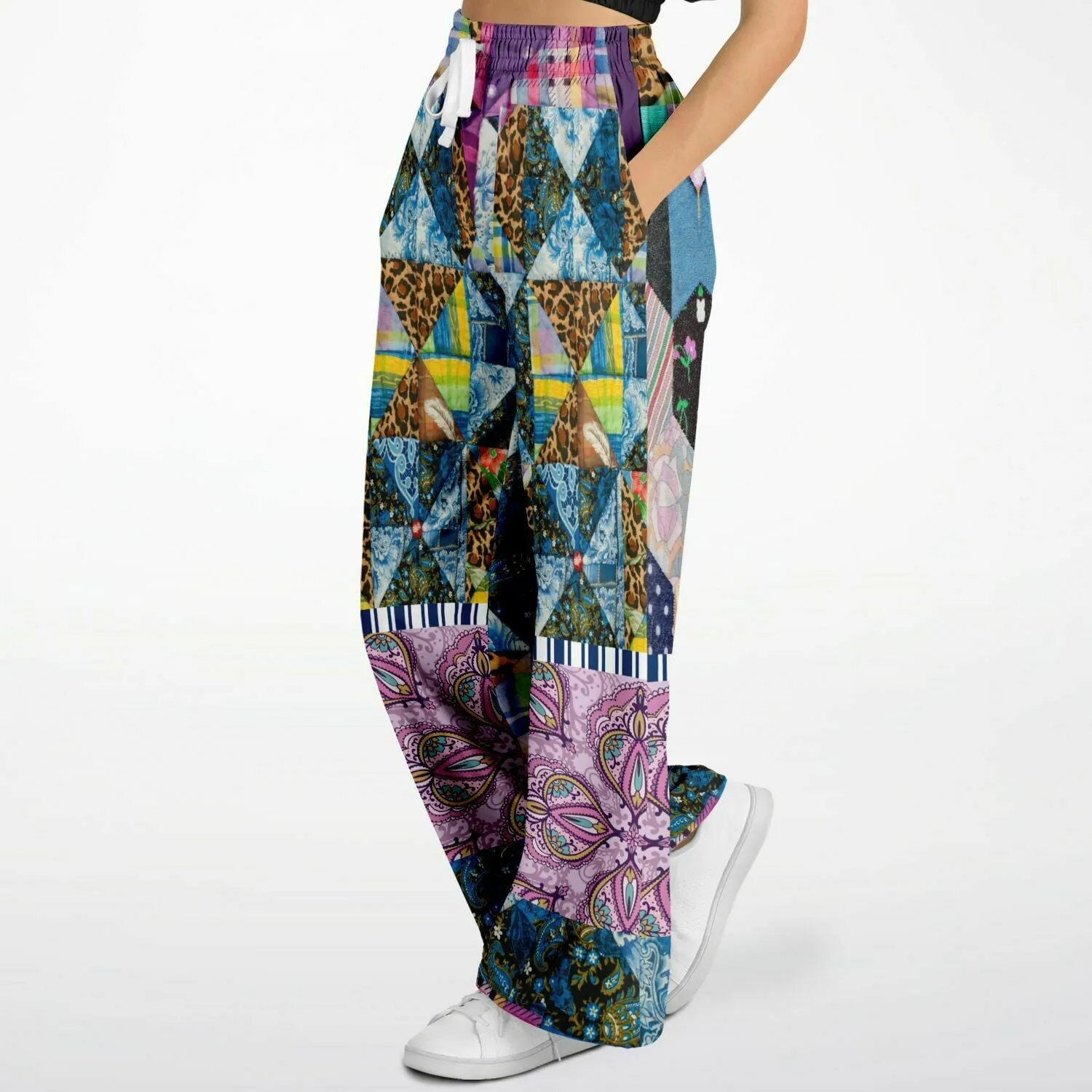 Juxtapose Patchwork Quilt Eco-Poly Stretchy Phat Bellbottoms