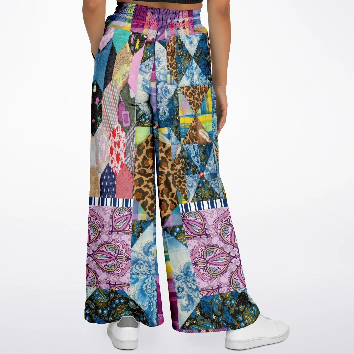 Juxtapose Patchwork Quilt Eco-Poly Stretchy Phat Bellbottoms