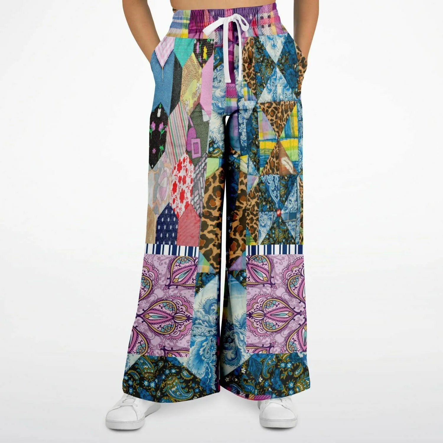 Juxtapose Patchwork Quilt Eco-Poly Stretchy Phat Bellbottoms