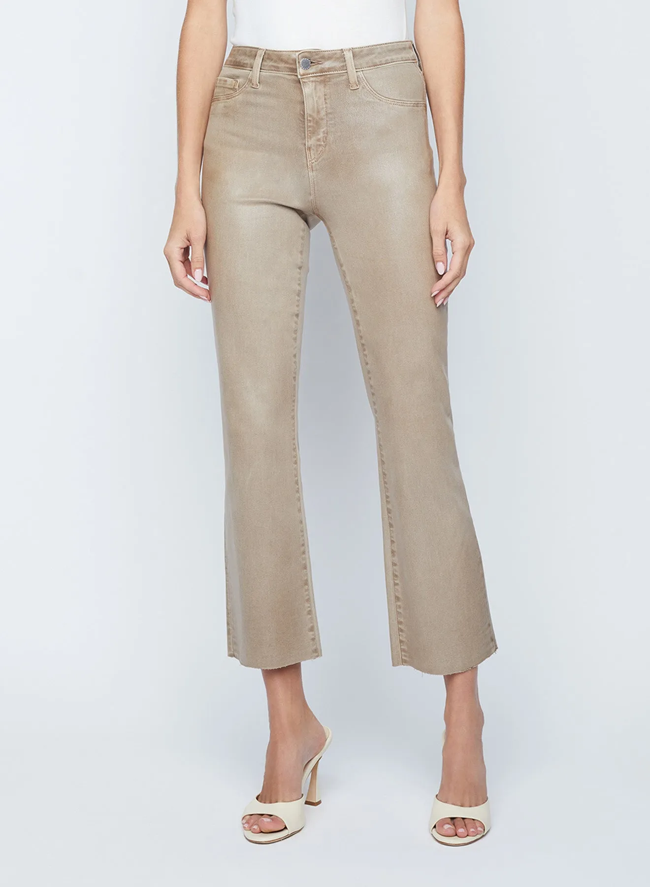 L'Agence Kendra Coated Crop Flare Jean in Rye