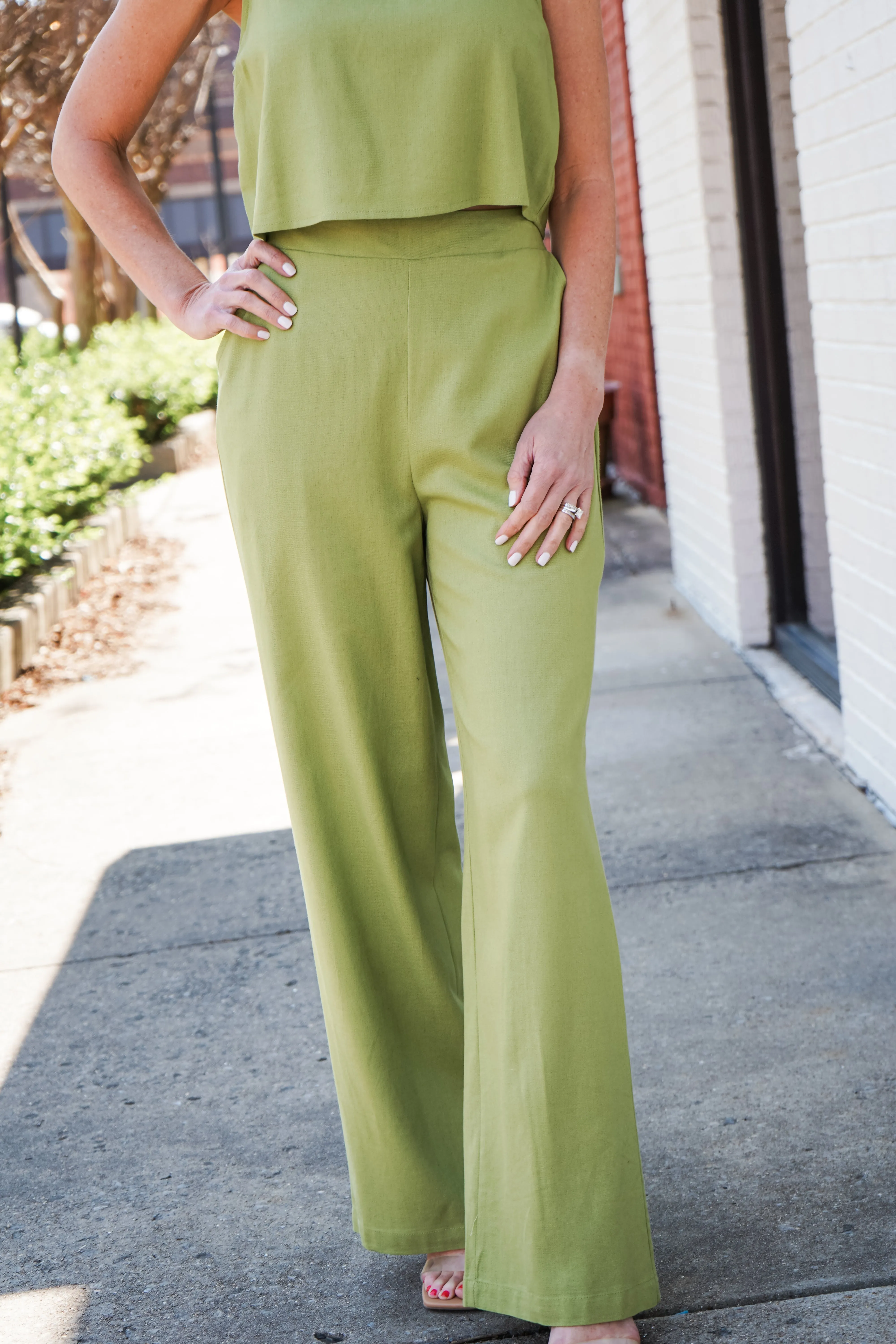 Linen Lime Wide Leg Pants