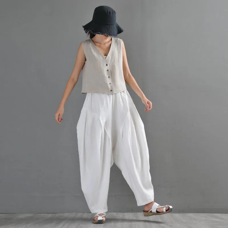 Loose Retro Linen Casual Pants Trousers