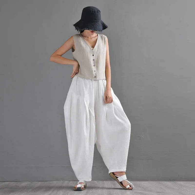 Loose Retro Linen Casual Pants Trousers