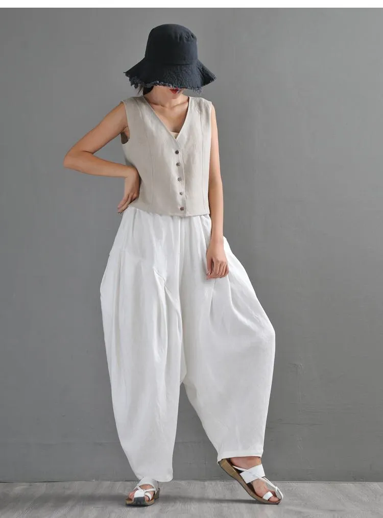 Loose Retro Linen Casual Pants Trousers