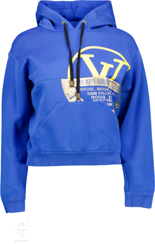 Louis Vuitton Blue Cropped Logo Embossed Hoodie UK XS